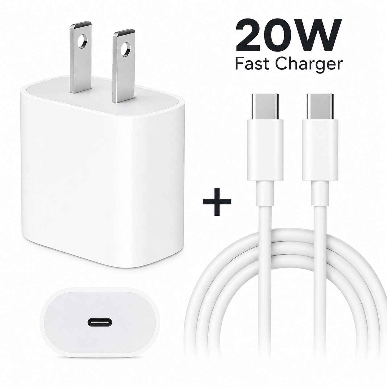 20W USB-C Fast Charger + USB-C Cable | Fast Charging Power Adapter