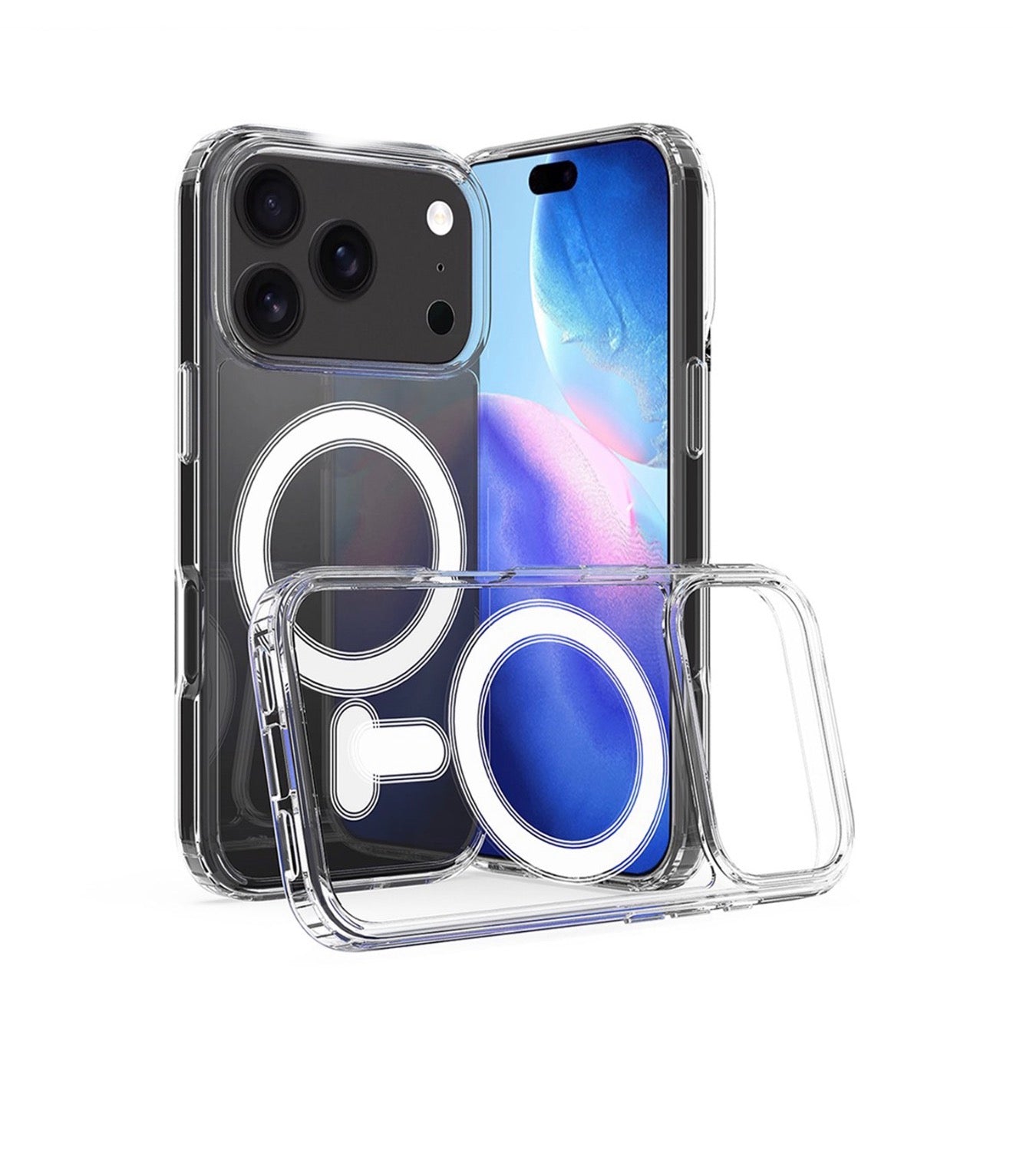 iPhone Clear MagSafe Case + 2 FREE    Screen Protectors